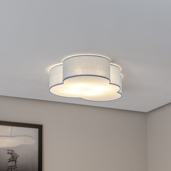 TK Lighting Stropna svjetiljka Cloud, plava, duljine 63 cm, tekstil, cloud, E27, prigušiva, Plava, rasadnik, Tkanina / tekstil