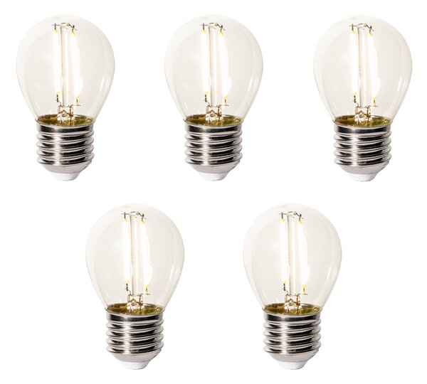 Set od 5 E27 prigušivih LED žarulja P45 prozirno staklo 3W 250 lm 2200K