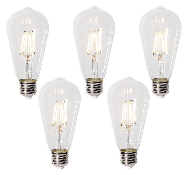 Set od 5 E27 prigušivih LED žarulja ST64 prozirne 5W 600 lm 2700K
