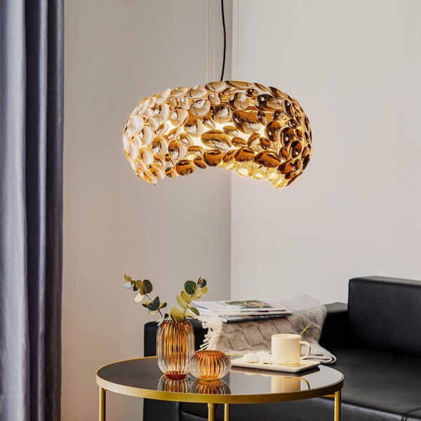 Schuller Valencia Narisa LED viseća svjetiljka Ø 46 cm ružičasto zlatna/smeđa, Dnevni boravak/blagovaonica, Metal