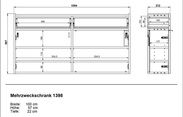 Krem viseći ormarić 110x57x22 cm Ameca – Germania