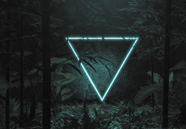 Foto tapeta - Neonski trokut u džungli (147x102 cm)