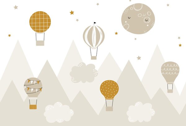 Foto tapeta - Nježni baloni, ilustracija (147x102 cm)
