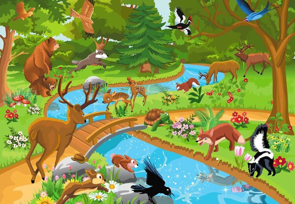 Foto tapeta - Šumske životinje III. (147x102 cm)