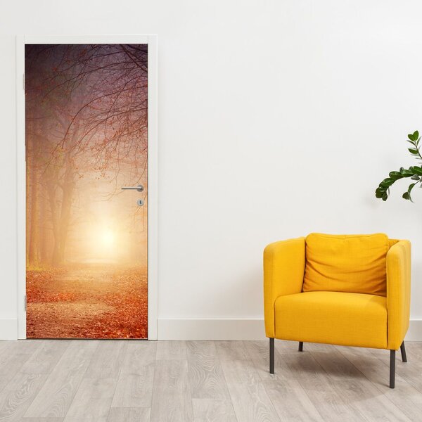 Foto tapeta za vrata - Jesenska šuma u magli (95x205cm)