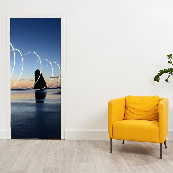 Foto tapeta za vrata - Plaža u zalasku sunca (95x205cm)