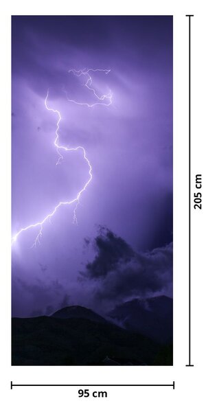 Foto tapeta za vrata - Ljubičasto nebo i munja (95x205cm)