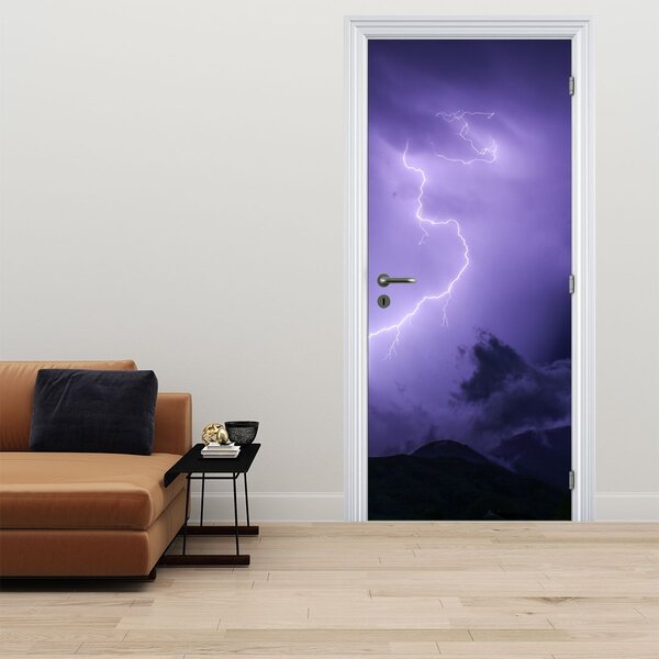 Foto tapeta za vrata - Ljubičasto nebo i munja (95x205cm)