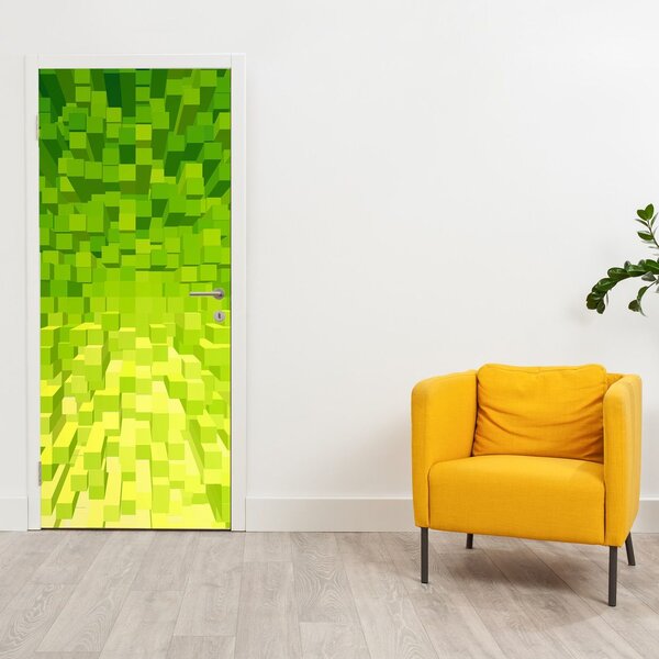 Foto tapeta za vrata - Žuto-zelene kocke (95x205cm)