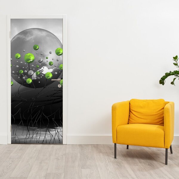 Foto tapeta za vrata - Zelene apstraktne kugle (95x205cm)