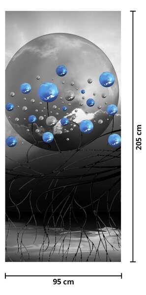 Foto tapeta za vrata - Plave apstraktne kugle (95x205cm)
