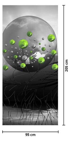Foto tapeta za vrata - Zelene apstraktne kugle (95x205cm)