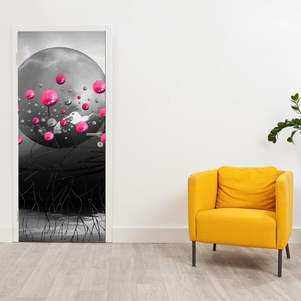 Foto tapeta za vrata - Ružičaste apstraktne kugle (95x205cm)