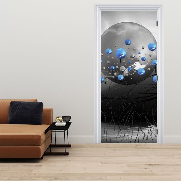 Foto tapeta za vrata - Plave apstraktne kugle (95x205cm)