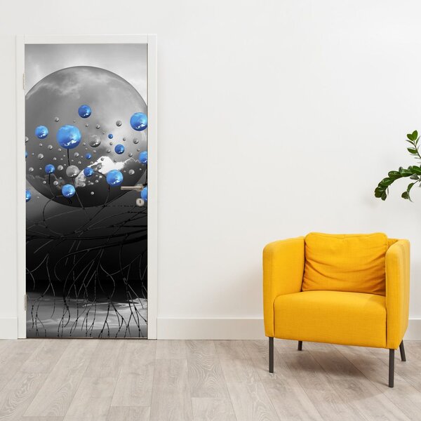 Foto tapeta za vrata - Plave apstraktne kugle (95x205cm)