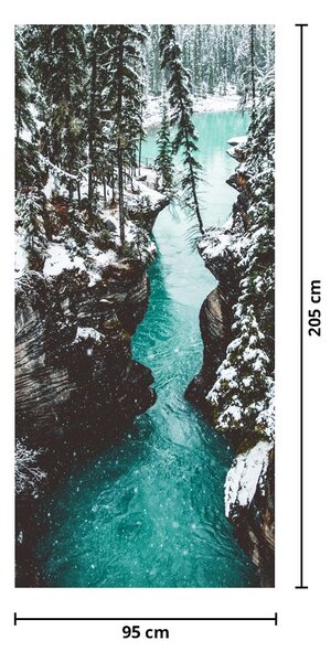 Foto tapeta za vrata - Planinska rijeka zimi (95x205cm)