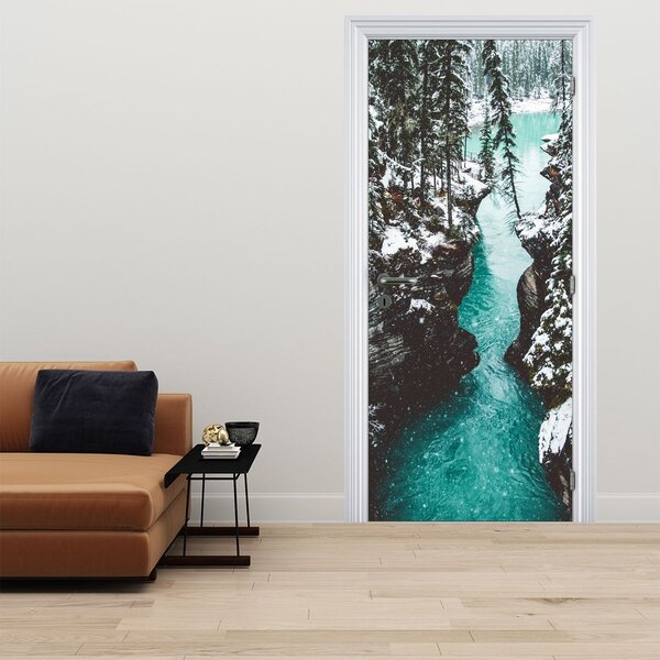 Foto tapeta za vrata - Planinska rijeka zimi (95x205cm)