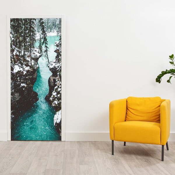 Foto tapeta za vrata - Planinska rijeka zimi (95x205cm)