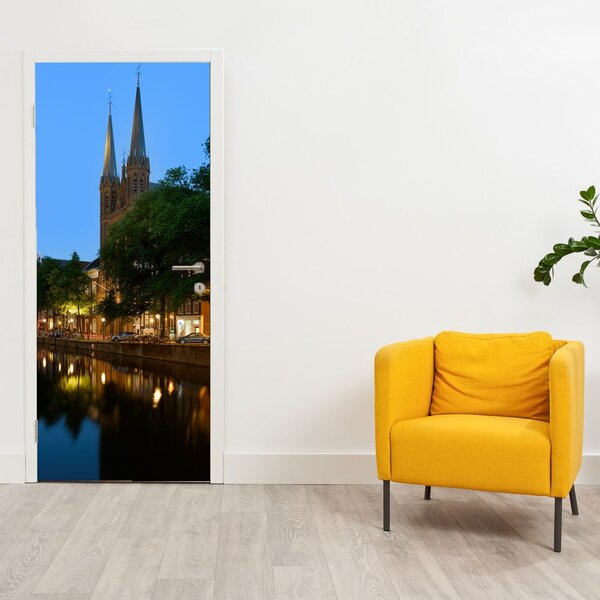 Foto tapeta za vrata - Noćni povijesni grad (95x205cm)