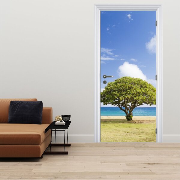 Foto tapeta za vrata - Plaža sa stablom (95x205cm)