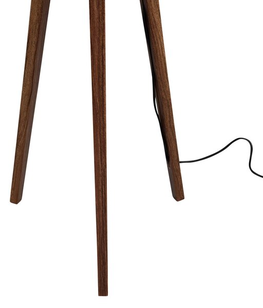 Podna svjetiljka od orahovog drva s plišanom abažurom u obliku lista 50 cm - Tripod Classic