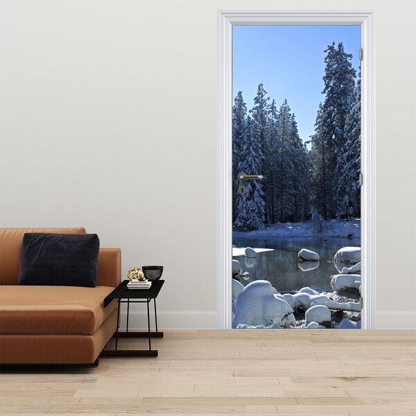 Foto tapeta za vrata - Snježna šuma (95x205cm)