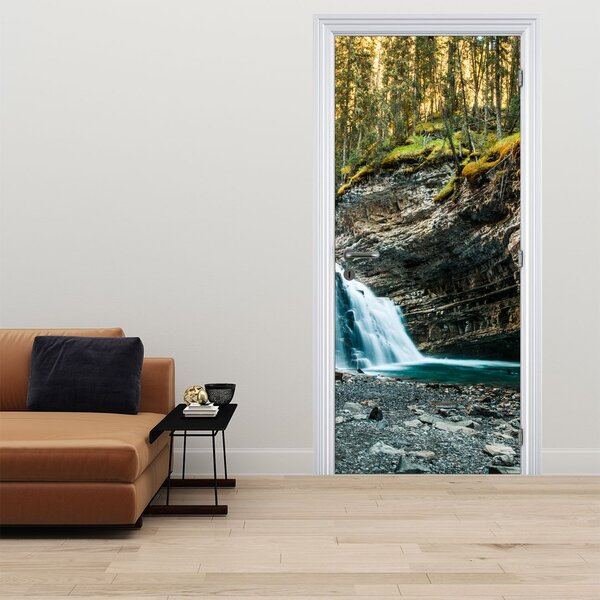 Foto tapeta za vrata - Šumski vodopad (95x205cm)