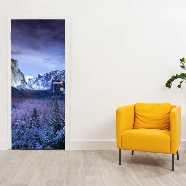 Foto tapeta za vrata - Zimski planinski krajolik (95x205cm)