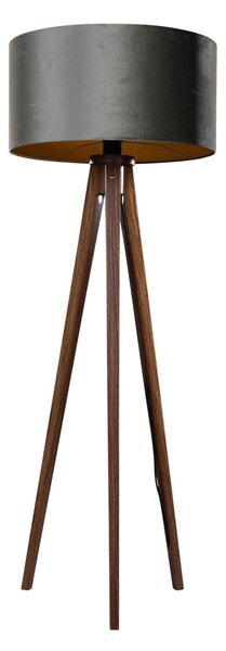 Podna lampa tronožac orah s zelenom plišanom nijansom 50 cm - Tripod Classic
