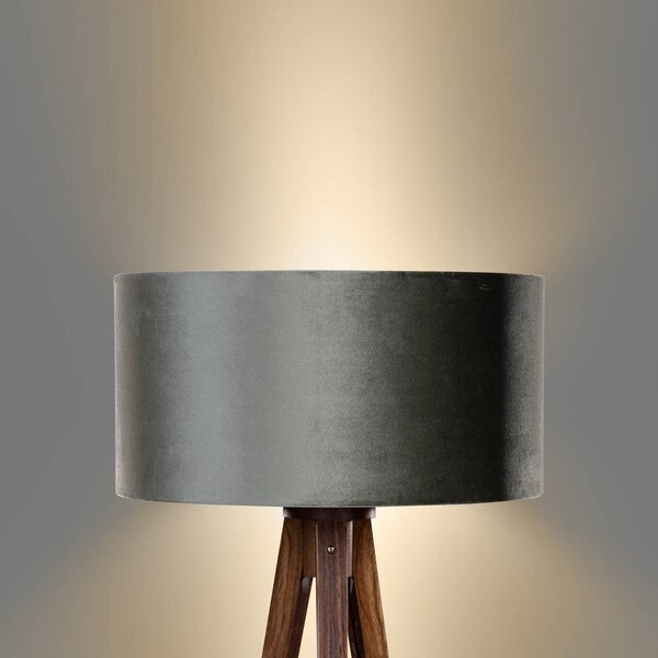 Podna lampa tronožac orah s zelenom plišanom nijansom 50 cm - Tripod Classic