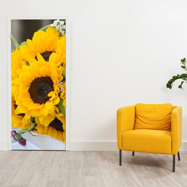 Foto tapeta za vrata - Vjenčani buket od suncokreta (95x205cm)