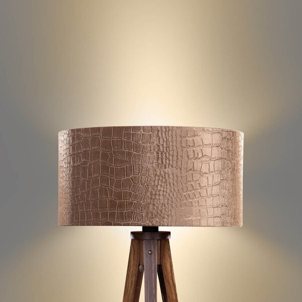 Podna lampa na tronošcu od orahovog drva s plišanom abažurom krokodil 50 cm - Tripod Classic