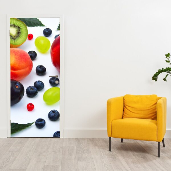 Foto tapeta za vrata - Voće s kapljicama vode (95x205cm)