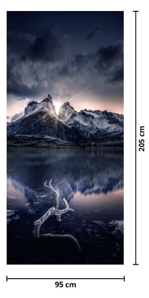 Foto tapeta za vrata - Jezero s planinom (95x205cm)
