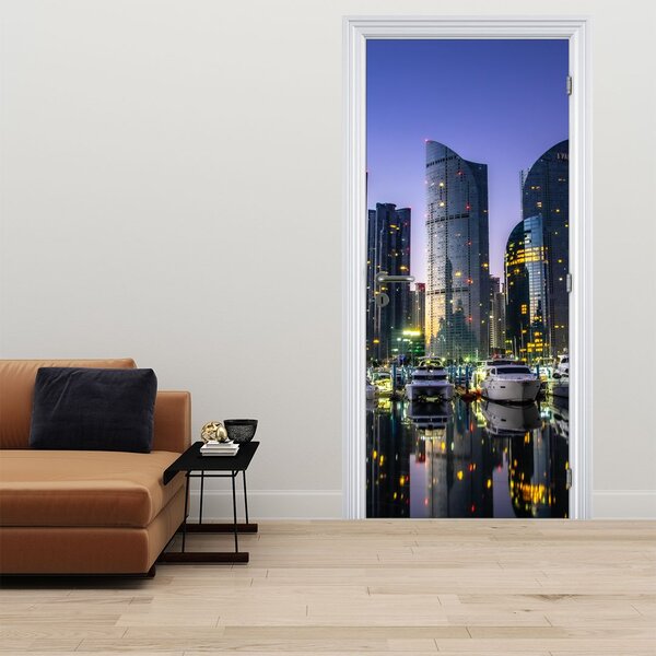 Foto tapeta za vrata - Jahte i neboderi (95x205cm)