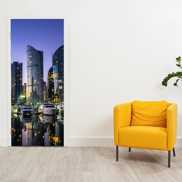Foto tapeta za vrata - Jahte i neboderi (95x205cm)