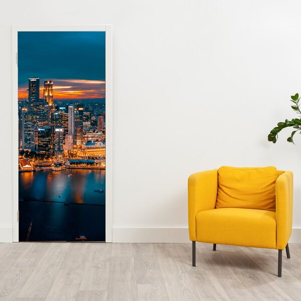 Foto tapeta za vrata - Noćni grad (95x205cm)