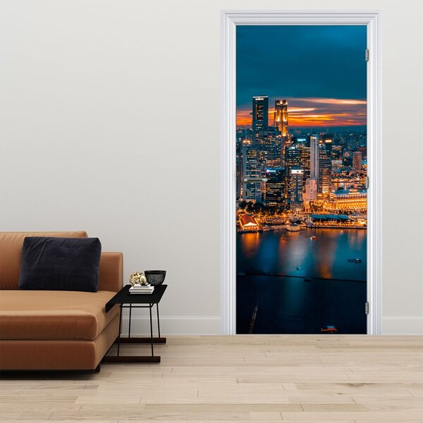 Foto tapeta za vrata - Noćni grad (95x205cm)