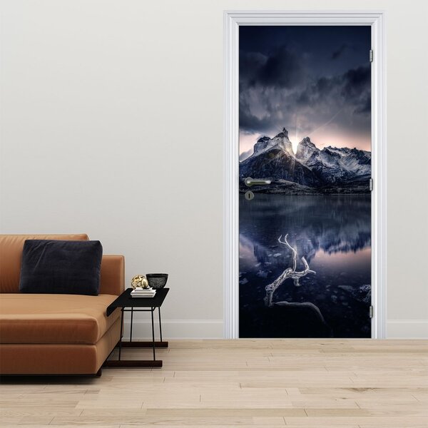 Foto tapeta za vrata - Jezero s planinom (95x205cm)