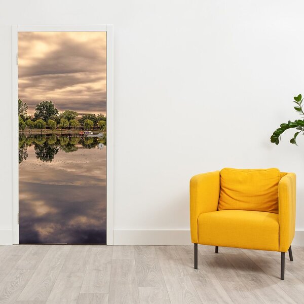 Foto tapeta za vrata - Jezero i drveće (95x205cm)