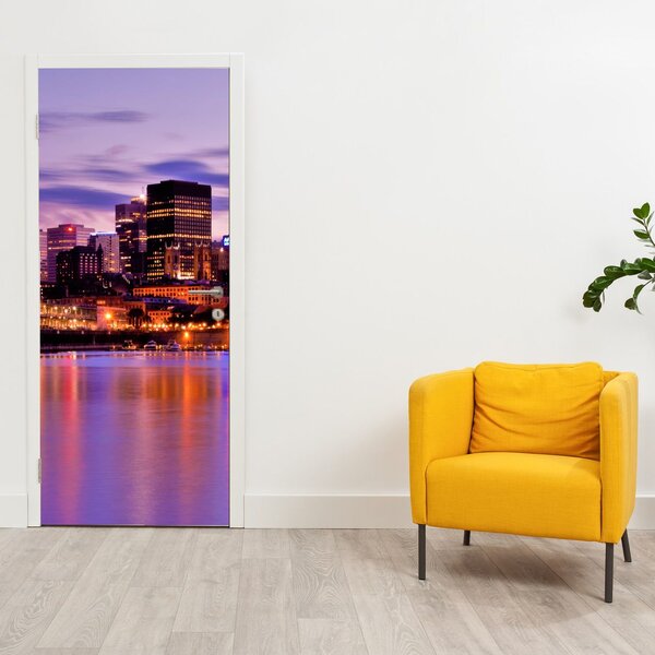 Foto tapeta za vrata - Noćni grad (95x205cm)