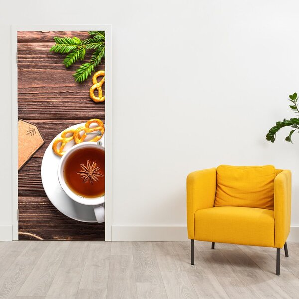 Foto tapeta za vrata - Šalica s ukrasima (95x205cm)