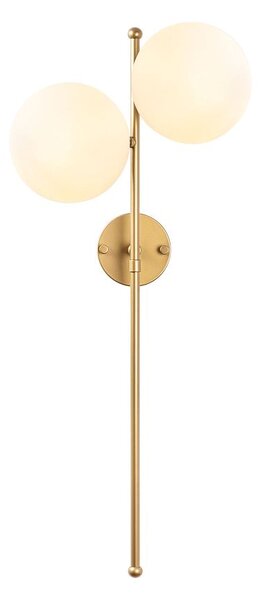 Opviq Zidna lampa FAZLIzlatna, metal- staklo promjer 15 cm ( 2x) ukupna dimenzija 32 x 27 x 72 cm, 2 x E14 40 W, Fazli - 10410