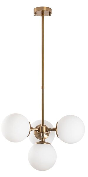 Opviq Vislica AKIKAS vintage, metal- staklo, 43 x 43 x 47-89 cm, promjer kugli 15 cm, podesvia visina, 4 x E14 40 W, Akkas - 10060