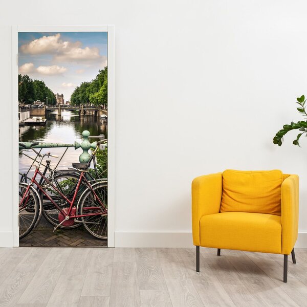 Foto tapeta za vrata - Bicikle u gradu (95x205cm)