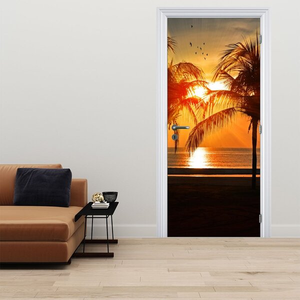 Foto tapeta za vrata - Palme u zalasku sunca (95x205cm)