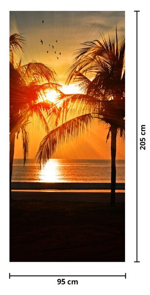 Foto tapeta za vrata - Palme u zalasku sunca (95x205cm)