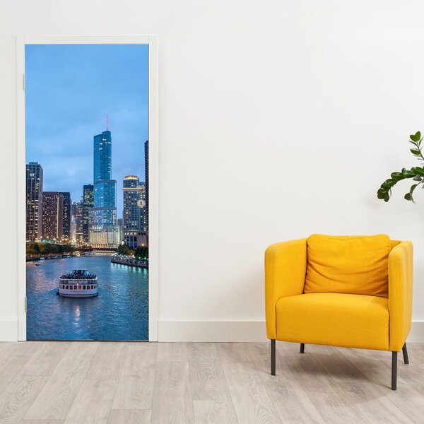 Foto tapeta za vrata - Noćni grad (95x205cm)
