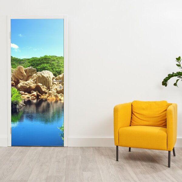 Foto tapeta za vrata - Jezero u džungli Sejšela (95x205cm)