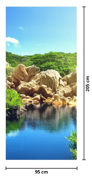 Foto tapeta za vrata - Jezero u džungli Sejšela (95x205cm)